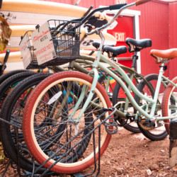 Bikes and surfboards available for rent at California Dreams Hostel in San Diego